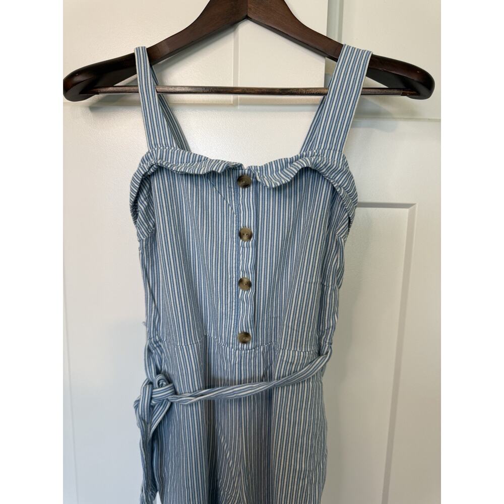 Monteau Los Angeles Womens Pants Romper Medium Blue & White Coastal Beach Resort - Picture 2 of 10